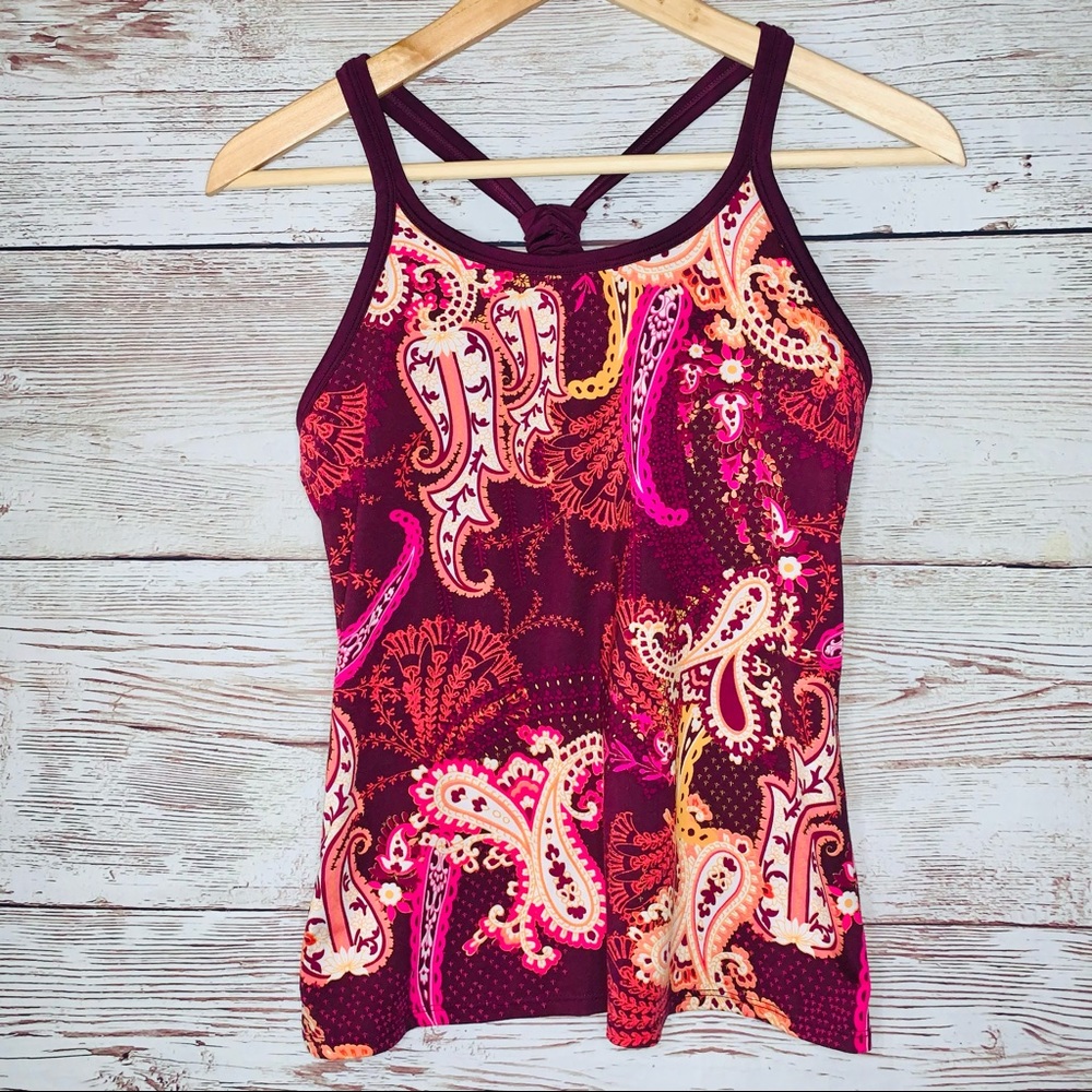 Athleta Pavitra Paisley Racerback Built in Bra Yoga Tank Top Small